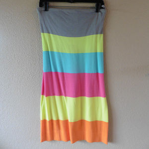 Trina Turk Silver and Yellow Strapless Bodycon Dress